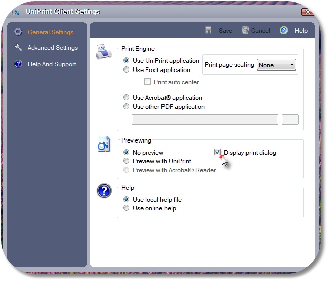 UniprintGeneralSettings-Previewing
